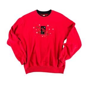 Red Cardinal Vintage Christmas Winter Sweatshirt Women's Large 80s 90s Holiday